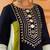 Navy blue mul chanderi a shape with farshi salwar 3 piece suit set