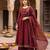 Maroon hand embroidered silk blend kurta set