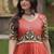 Orange rayon embroidered flared gown set
