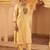 Beige golden hand embroidered silk 3 piece suit set