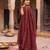 Maroon hand embroidered silk blend kurta set