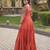 Orange rayon embroidered flared gown set