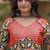 Orange rayon embroidered flared gown set