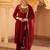 Maroon hand embroidered mul chanderi 3 piece suit set