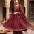 Maroon hand embroidered silk blend kurta set