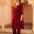 Maroon hand embroidered mul chanderi 3 piece suit set