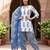 White floral printed cotton kurta set
