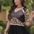 Black rayon embroidered flared gown set