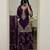 Purple faux georgette embroidered palazzo set