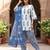 White floral printed cotton kurta set