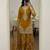 Dark-yellow faux georgette embroidered palazzo set