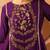 Purple hand embroidered a-shape mul chanderi 3 piece suit set