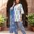 White floral printed cotton kurta set