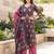 Burgundy floral printed cotton kurta set