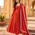 Orange silk blend lace flared gown set