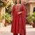 Red hand embroidered chanderi silk kurta set