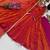 Orange silk blend lace flared gown set