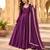 Purple silk blend lace flared gown set