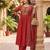 Red hand embroidered chanderi silk kurta set