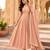Peach silk blend lace flared gown set