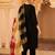 Black hand embroidered mul chanderi 3 piece suit set