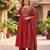 Red hand embroidered chanderi silk kurta set