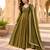 Green silk blend lace flared gown set