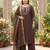 Brown hand embroidered chanderi silk kurta set