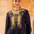 Deep blue silk a-shape 3 piece suit set