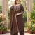 Brown hand embroidered chanderi silk kurta set