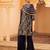 Navy blue a-shape tusser silk 3 piece suit set