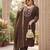 Brown hand embroidered chanderi silk kurta set
