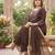 Brown hand embroidered chanderi silk kurta set