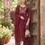 Maroon hand embroidered silk blend kurta set