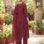 Maroon hand embroidered silk blend kurta set