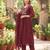 Maroon hand embroidered silk blend kurta set