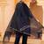 Navy blue hand embroidered silk 3 piece suit set