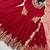 Red silk blend embroidered flared gown set