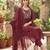Maroon hand embroidered silk blend kurta set