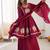 Maroon silk blend embroidered palazzo set