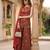 Red floral printed cotton kurta set