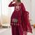 Maroon silk blend embroidered palazzo set
