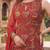 Red floral printed cotton kurta set