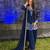 Navy-blue crepe embroidered farshi salwar set