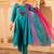 Blue hand embroidered a-line mul chanderi  suit set