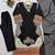 Black silk blend embroidered kurta set