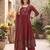 Maroon floral printed cotton kurta set