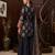 Black floral printed cotton kurta set