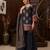 Black floral printed cotton kurta set