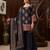 Black floral printed cotton kurta set
